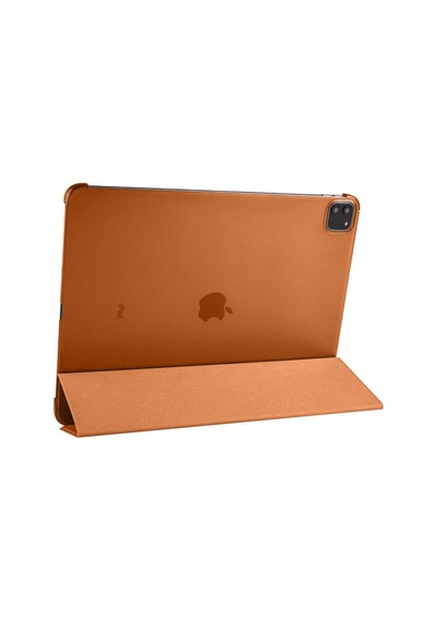 İpad Pro 12.9 2020 4.nesil A2229-a2069-a2232-a2233 Uyumlu Smart Cover Standlı 1-1 Tablet Kılıfı - Turuncu - T13364