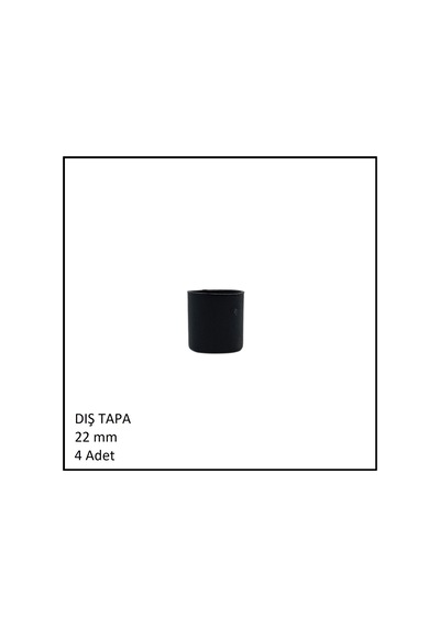 Plastik Dış Tapa, Profil Tapası, Yuvarlak, Siyah, 22 Mm 4 Adet Siyah