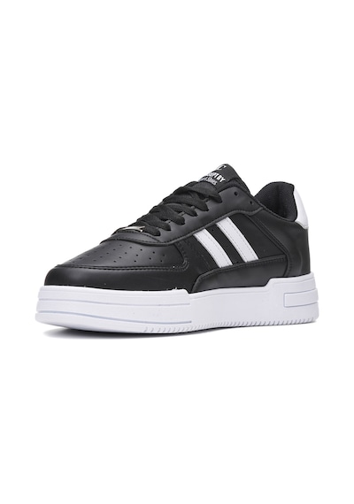 Günlük Unisex Sneaker Bağcıklı Rahat Kalın Tabanlı Spor Yürüyüş Ayakkabısı 191 Siyah - Beyaz