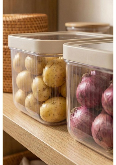 2'li 12 Lt Multibox Vizon Kayar Kapaklı Saklama Kabı & Erzak Kabı & Patates Soğan Kovası Siyah