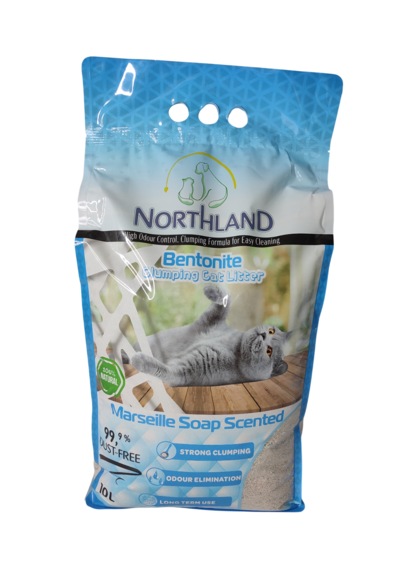 Northland Doğal Bentonite- Süper Topaklanan Marsilya Sabun Kokulu Kedi Kumu 10 Lt X 2 Adet