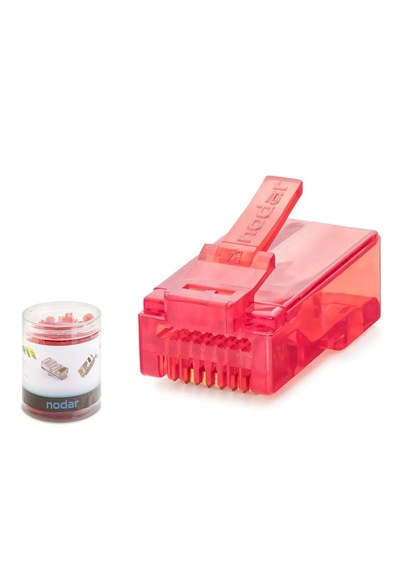 Nodar Nd2403 Cat6 Konnektör Ezrj45 100lü Plastik Kutu Kırmızı