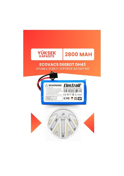 Ecovacs Deebot Dh43 Uyumlu Batarya Yüksek Kapasite 2800mah Pil Robot Süpürge Bataryası