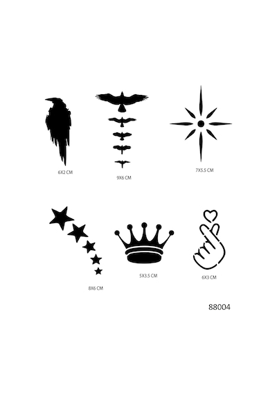 Airbrush Tattoo Kuşlar Ve Yıldızlar Geçici Dövme Şablonu Seti Sadece Desen