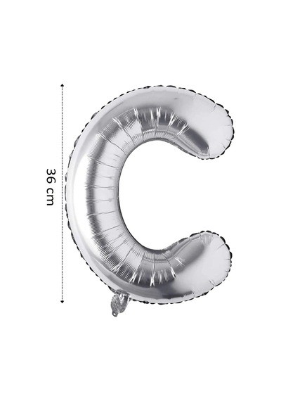 Folyo Balon C Harfi Helyum Balon 36 Cm Gümüş Renk - C Harf Balon - Harf Folyo Balon Silver Ballon Çok Renkli