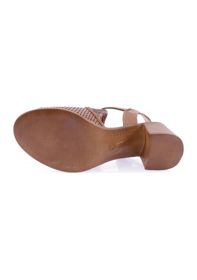 Dgn 055 Kadin Lazerli Topuklu Sandalet 055-2224-R1755 Taba