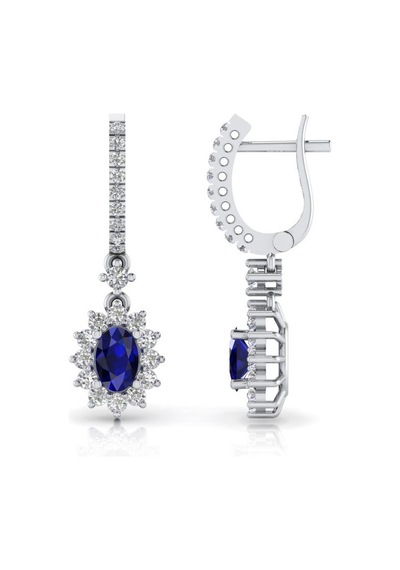 1,06 Karat Pırlantalı Safir Küpe