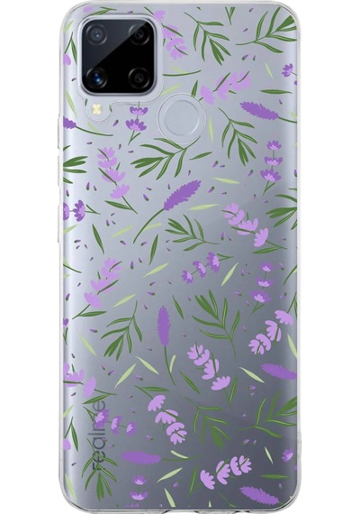 Realme C15 İle Uyumlu 1mm Slim Fit Water Color 3 Baskılı Şeffaf Kılıf Şeffaf