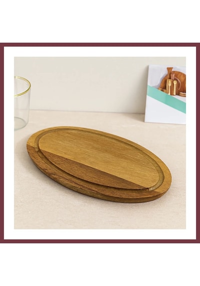 Storeşahin Akasya Oval Ahşap Servis Tepsisi Kenar Kanallı 24.8x13.8x1.4 Cm Shn0720