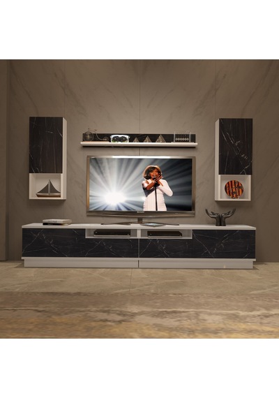 Decoraktiv Trendstyle 5220das Mdf Tv Ünitesi Tv Sehpası Beyaz - Siyah Mermer