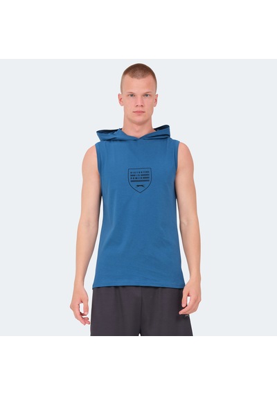 Slazenger VERSIO IN Erkek Kolsuz Baskılı Petrol Tişört