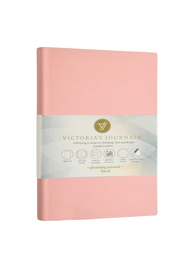 1041 Victoria's Journals Smyth Esnek Kapak Planlayıcı Defter 14x20 Cm 100gr. Krem 96 Yaprak Pembe Çizgili