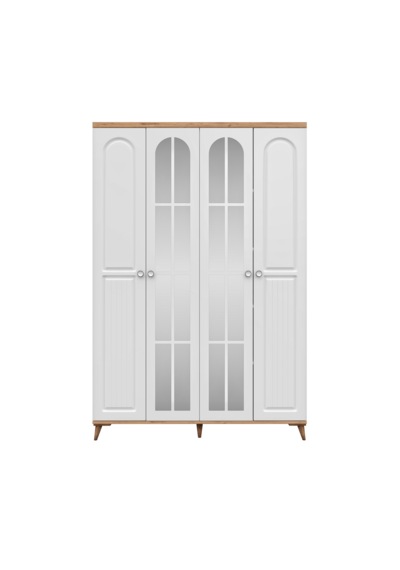 Bohem 4 Kapaklı Aynalı Komple Mdf Gardırop - Elbise Dolabı