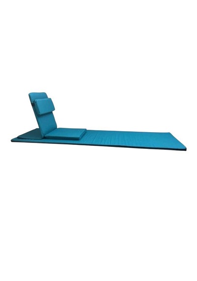 Backjack Meditasyon Sandalyesi Destekli Yer Minderi + 60x180 Kumaş Mat - Backjack 3xl Koyu Petrol Mavisi - Buz Mavisi