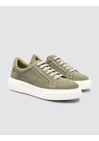Monamae %100 Hakiki Deri Yeşil Kadın Sneaker YESIL