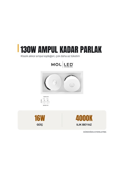 Molled Milano Serisi 2x8w İkili Sıva Altı Led Spot Beyaz Kasa 4000k - Mol3404-3