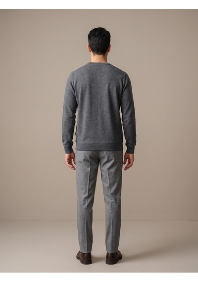 Maccali Erkek Antrasit İki İplik Bisiklet Yaka Sweatshirt