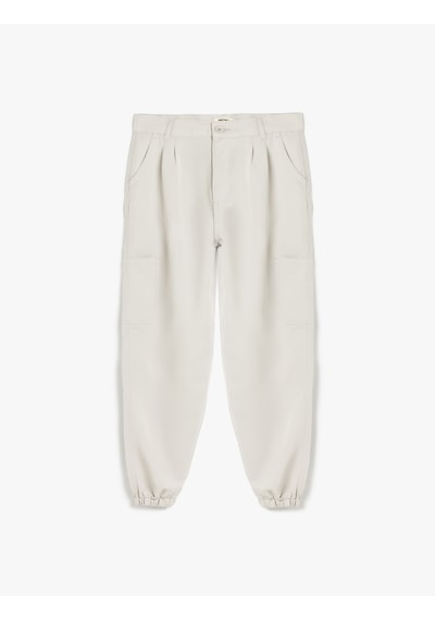 Koton Cep Detaylı Modal Karışımlı Jogger Pantolon Gri 5skg40104aw Gri