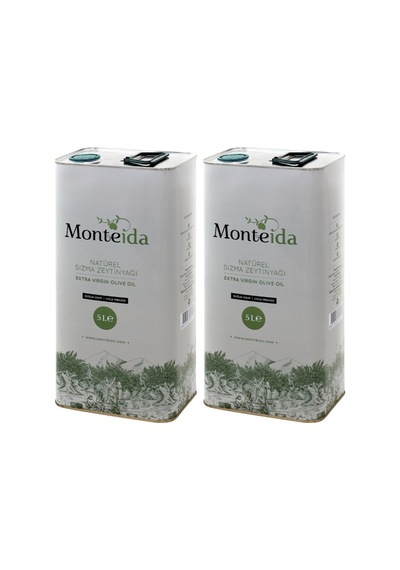 Monteida Soğuk Sıkım Natürel Sızma Zeytinyağı Teneke 2 x 5 L