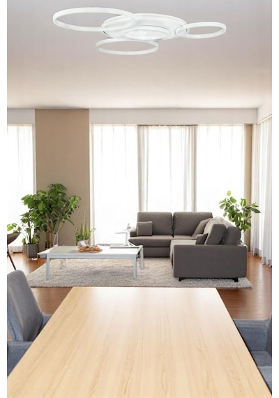 Yaman Modern Tasarım Beyaz Renk Beyaz Ledli Cafe - Mutfak - Salon Led Avize Beyaz