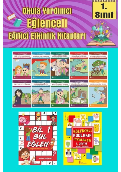 1.sınıflar İçin Okumayı Sevdiren 10 Lu Hikaye Seti -bil Bul Eğlen-kodlama 8 Okulda Evde Tatilde