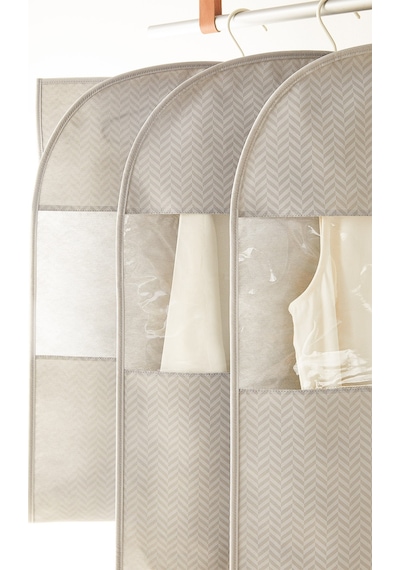 Ocean Home Textile 3'lü Gri Balıksırtı Elbise Kılıfı Set 60 X 135 Cm