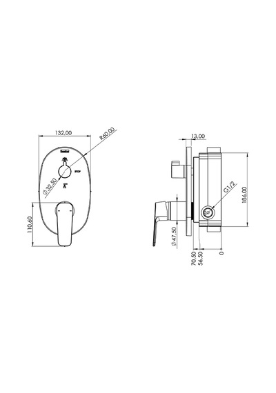 Tenedos 2+1 Yönlü Banyo Panel+batarya Oval-krom