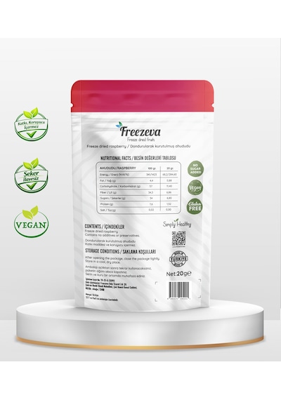 Freezeva Dondurularak Kurutulmuş Ahududu 20 Gr - Freeze Dried Ahududu Kuru Meyve Cipsi 20 G