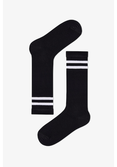 Penti Kız Çocuk Siyah Sporty Black Fitilli Çizgili Pamuklu Pantolon Çorap
