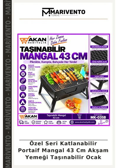Özel Seri Katlanabilir Portaif Mangal 43 Cm Akşam Yemeği Taşınabilir Ocak Çok Renkli
