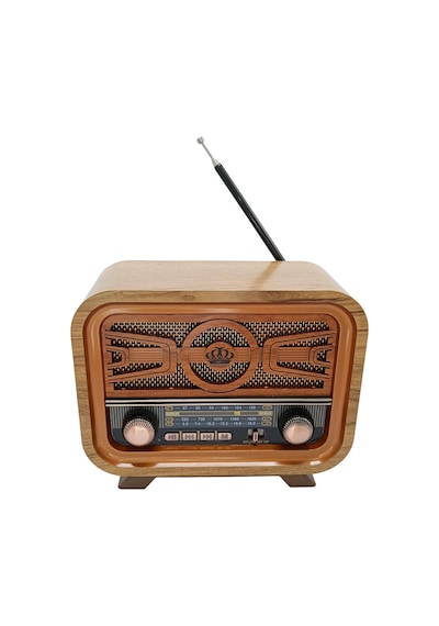 Radyo Retro Açık Ahşap Bluetooth Hoparlör Tf Kart Şarjlı Led N0a1