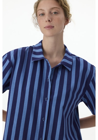 Penti Lacivert Midnight Stripes Gömlek Şort Pijama Takımı