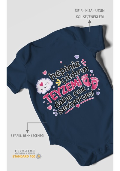 Morivokids Teyzeye Özel Kısa Kollu Bebek Body %100 Pamuk Zbn198-kk Lacivert
