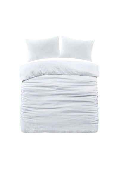 Mulberry Çift Kişilik Nevresim Takımı Pamuk Saten Çizgili %100 Pamuk 200x220 Krem