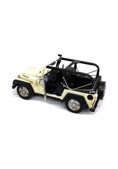 Hediyelik Metal Beyaz Arazi Jeep Araba Otomobil Büyük Boy Dekor