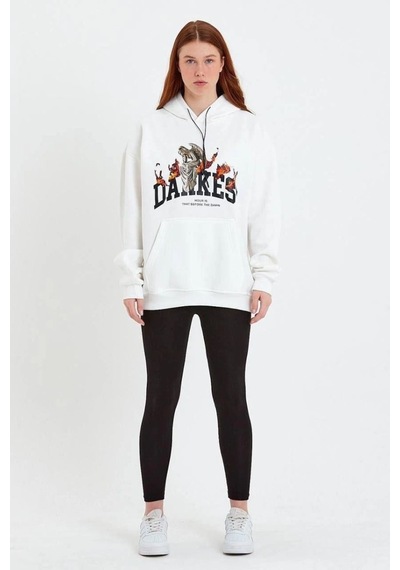 Dankes Baskılı Kapüşonlu Sweat - Beyaz -