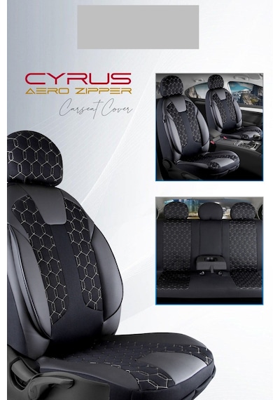 Hyundai İ20 Active Deri Detaylı Oto Koltuk Kılıfı Ön Arka Set Cyrus Siyah Beyaz