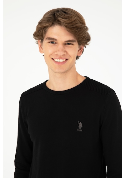 U.S. Polo Assn. Erkek Slim Fit Bisiklet Yaka Siyah Basic Kazak 50288888-VR046