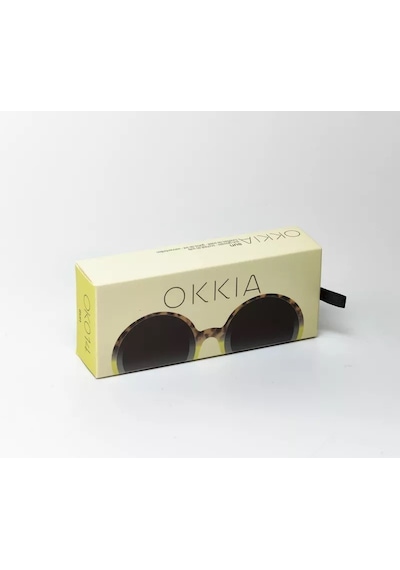 Okkia Monica Unisex Büyük Yuvarlak Güneş Gözlüğü Havana Sarısı