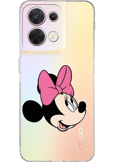 Huawei Reno 8 Uyumlu Kamera Korumalı Kapak Minnie Mouse Tasarımlı Şeffaf Silikon Kılıf Şeffaf