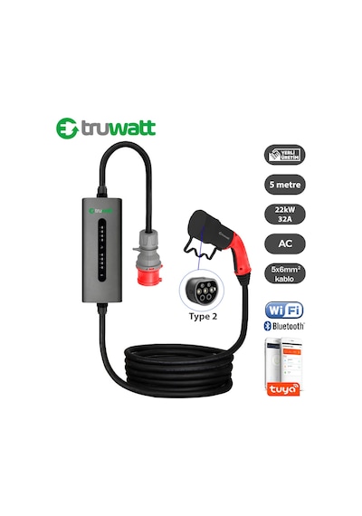 Truwatt Zta505 Taşınabilir Elektrikli Araç Şarj Cihazı 32a/22kw/390v 5m