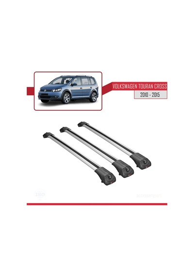 Volkswagen Touran 2010-2015 Arası İle Uyumlu Ace-1 Ara Atkı Tavan Barı Gri 3 Adet Bar