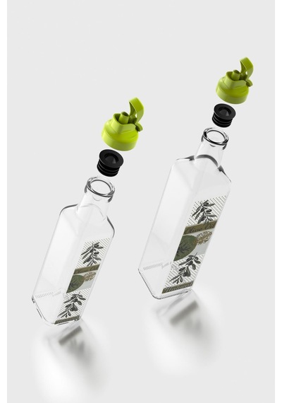 Renga Oslo Yeşil Kapaklı Desenli 250 Ml Ve 500 Ml 2'li Cam Yağlık Seti 152005 Yeşil