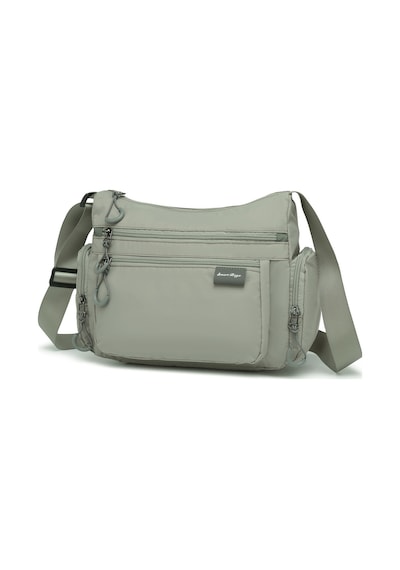 Smart Bags Açık Gri Orta Boy Çok Cepli Su Geçirmez Ultra Hafif Kumaş Kadın Çapraz Çanta