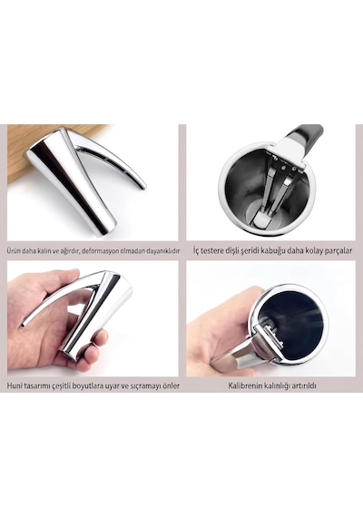 Paslanmaz Metal Ceviz Kıracağı - Huni Tasarımlı Kabuk Sıçratmaz Fındık, Badem Ve Pekan Cevizi Kırıcı, Ergonomik Lüks Yaylı Kuruyemiş Kırma Aleti