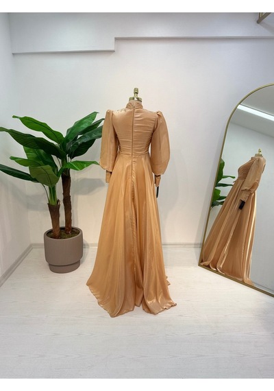 E&a Eren Abiye Uzun Kollu Paris Abiye Gold