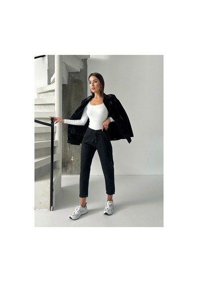 Blue Marlin Pileli Kuşaklı Mom Jeans Siyah