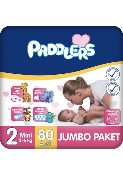 Bebek Bezi 2 Numara Mini (3-6 Kg) 80 Adet – Jumbo Paket,  Hassas Ciltlere Uygun