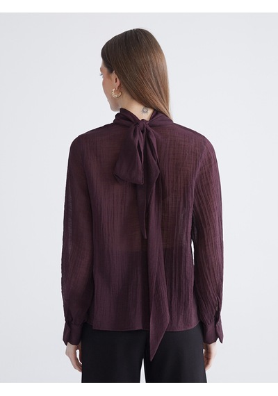 Lcwaıkıkı Classic Bordo Dik Yaka Dokulu Bluz