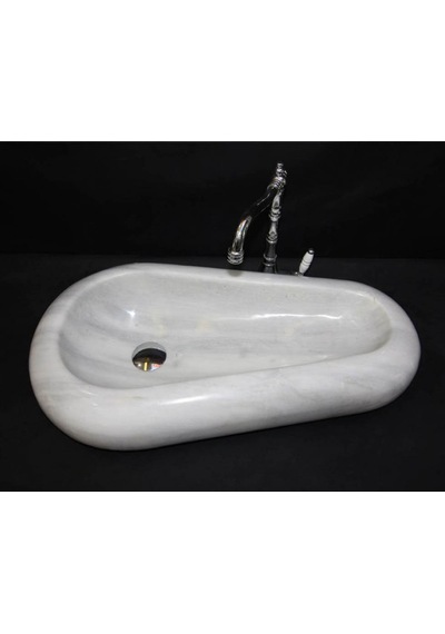 Beyaz Mermer Çakıl Tasarım Lavabo